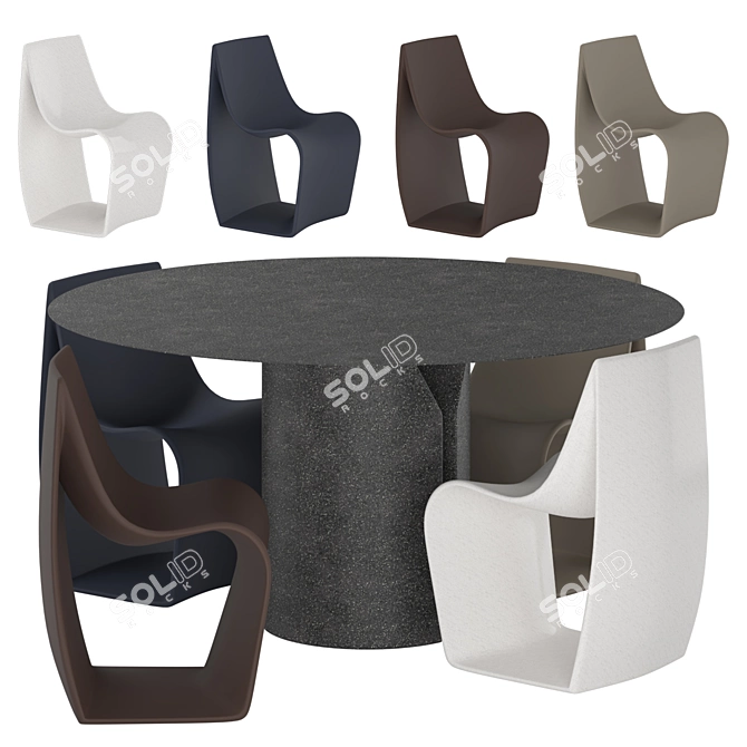 NVL Table & SIGN MATT Chairs Set 3D model image 5