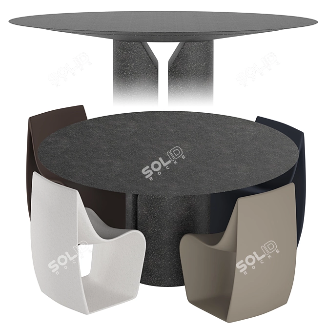 NVL Table & SIGN MATT Chairs Set 3D model image 1