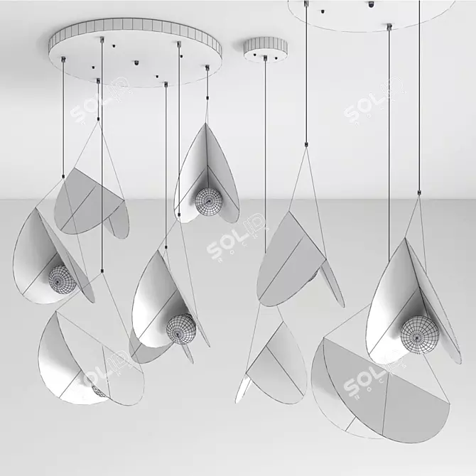 Sleek White Glider Pendant 3D model image 4