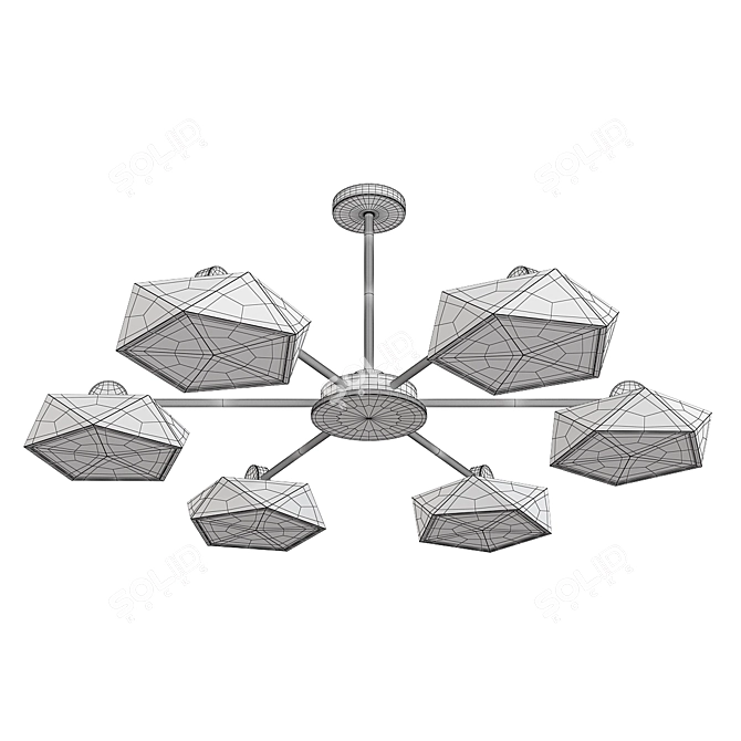 Modern Geometric CH Pendant Lamp 3D model image 2