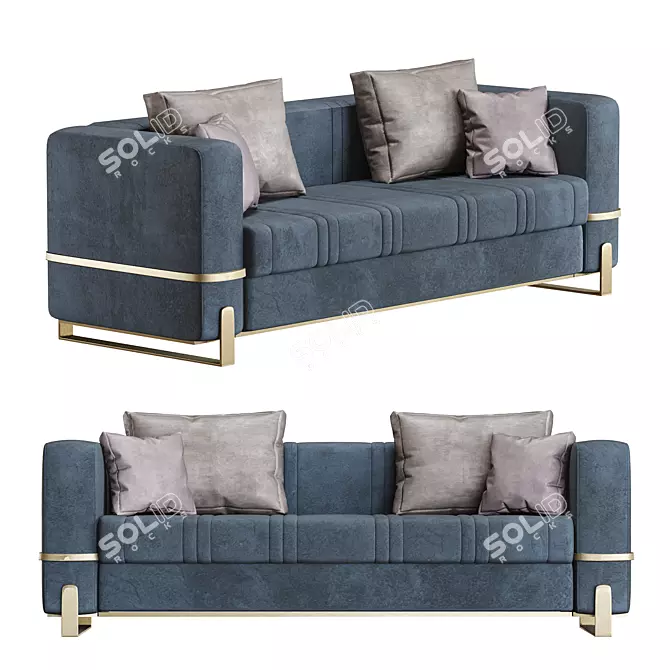Elegant Fabric Sofa for Two 3D model image 1