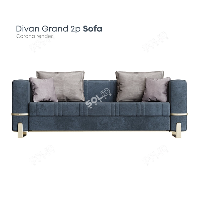 Elegant Fabric Sofa for Two 3D model image 2