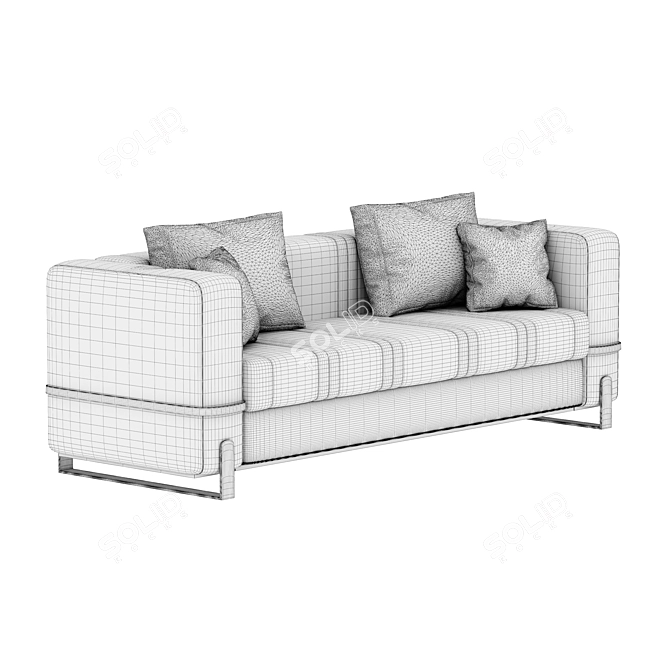Elegant Fabric Sofa for Two 3D model image 4