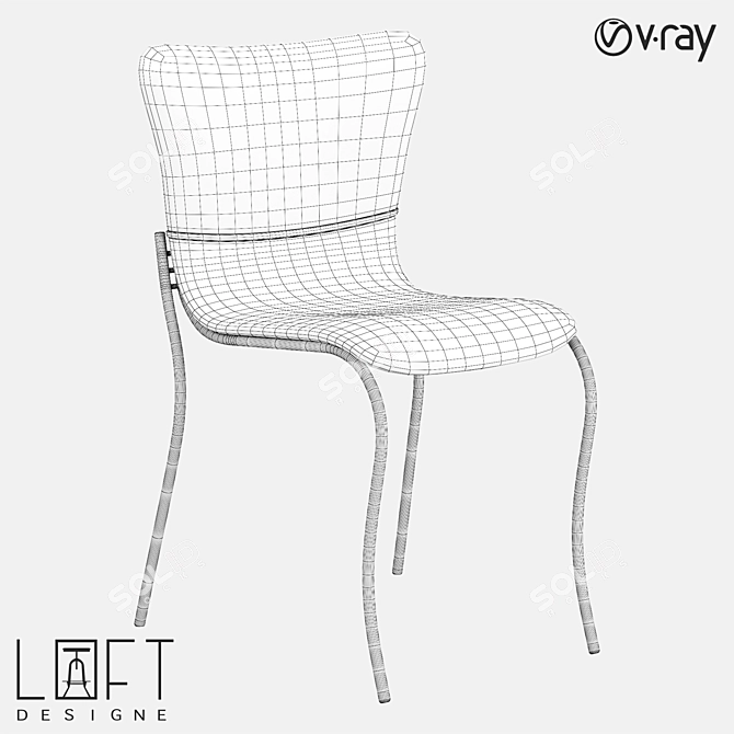 Modern Metal and Fabric Chair | LoftDesigne 3D model image 2