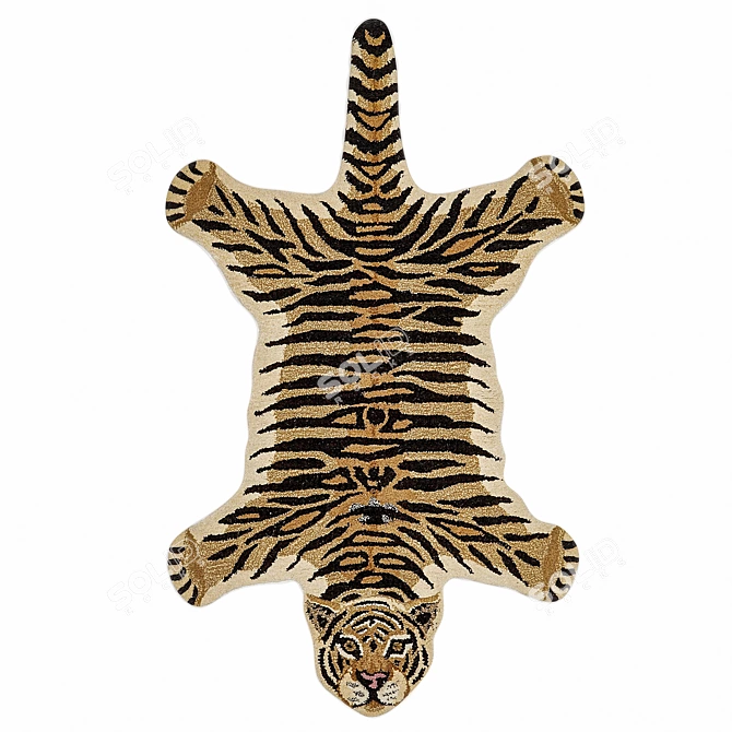 Giant Tiger Shaped Rug 3D model image 2