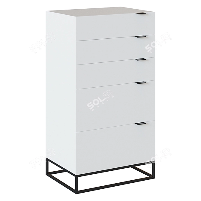 Minimalist Steel White Chest of Drawers 3D model image 1