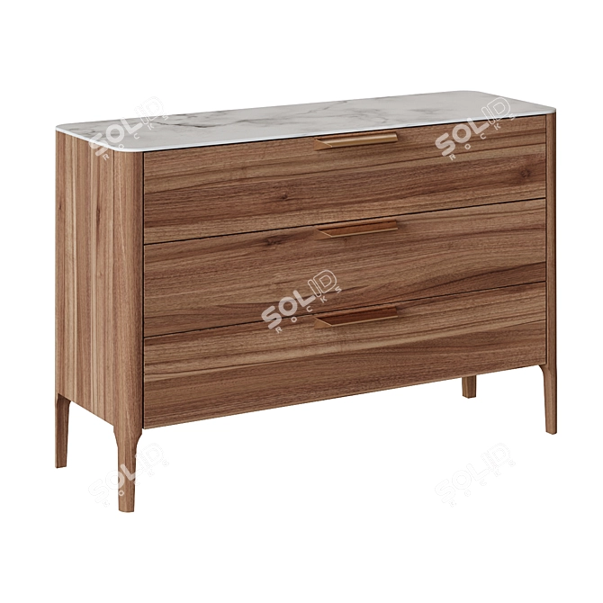 Contemporary Designer Dresser in Walnut 3D model image 1