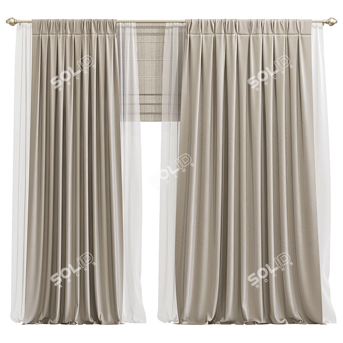 Modern Curtain Set: Ultra-832 3D model image 1