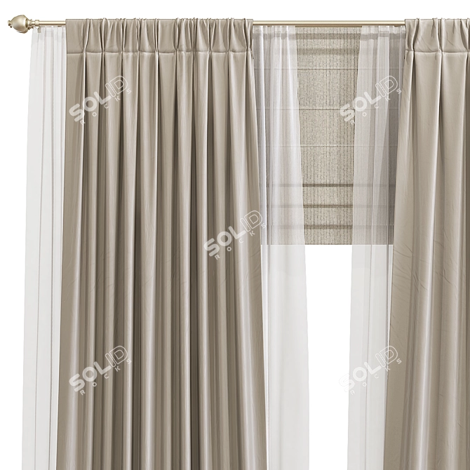 Modern Curtain Set: Ultra-832 3D model image 2
