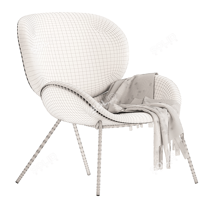 Contemporary Uchiwa Armchair: Stylish & Comfortable 3D model image 5