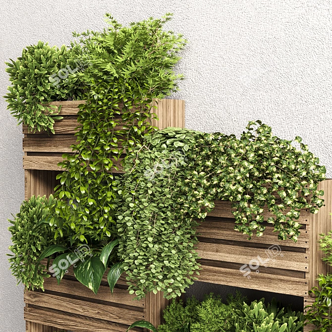 Elegant Bax Wood Vase - Indoor Plant Stand 3D model image 2