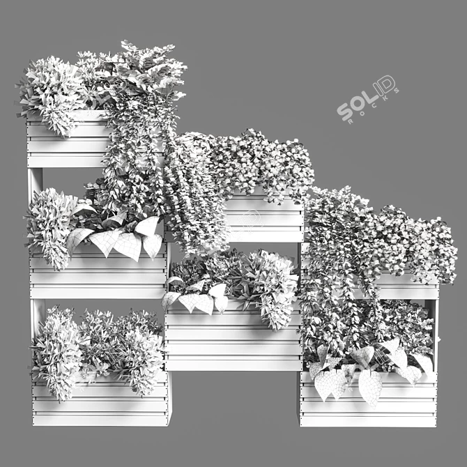 Elegant Bax Wood Vase - Indoor Plant Stand 3D model image 5