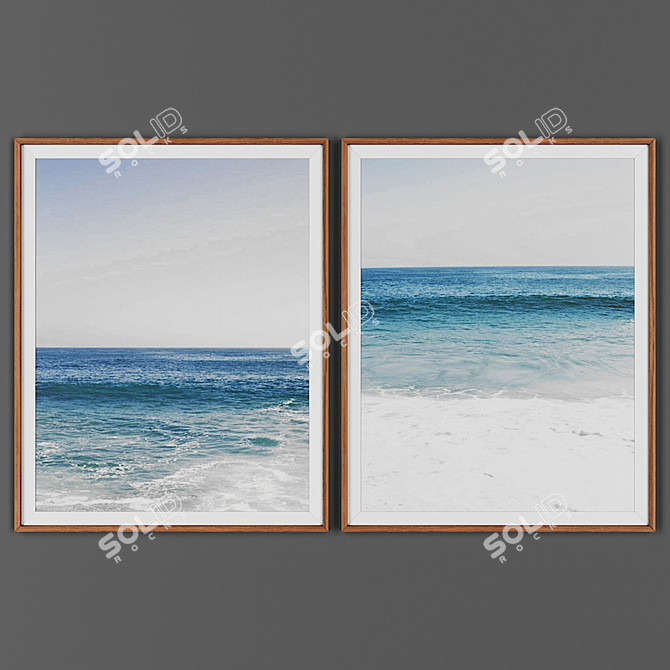 Wooden Frame Picture Set 3D model image 1