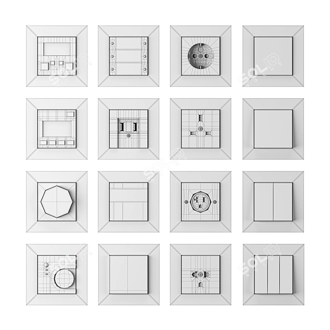 Gira E2 Flat Installation Kit: Programmable Thermostat, Electronic Timer, Dimmer & More 3D model image 4