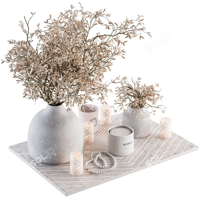 Elegant Blooms Decor Set 3D model image 1