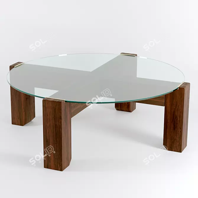 Sleek Wood and Glass Coffee Table 3D model image 1