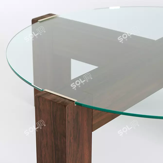 Sleek Wood and Glass Coffee Table 3D model image 3