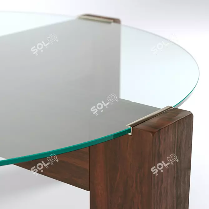 Sleek Wood and Glass Coffee Table 3D model image 4