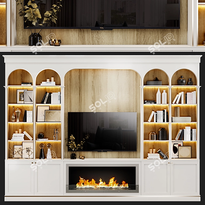 Elegant Neoclassical TV Wall 3D model image 1