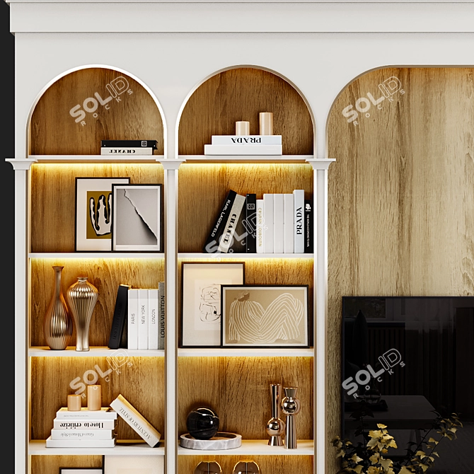 Elegant Neoclassical TV Wall 3D model image 3