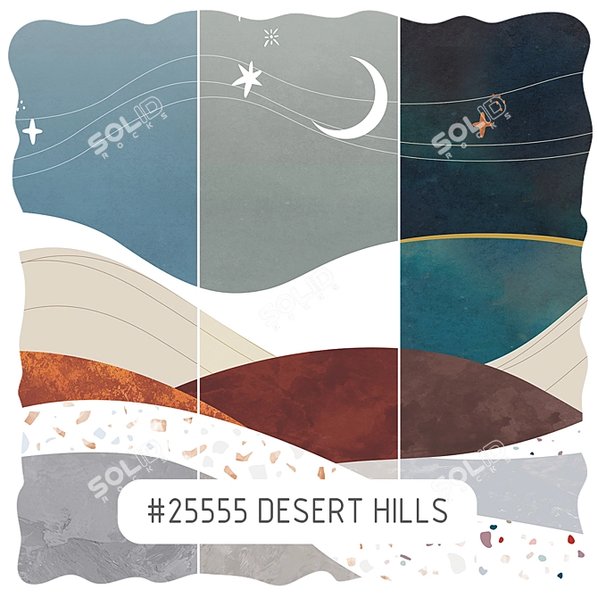 Desert Hills Dream | Eco-friendly Embossed Wallpapers 3D model image 1