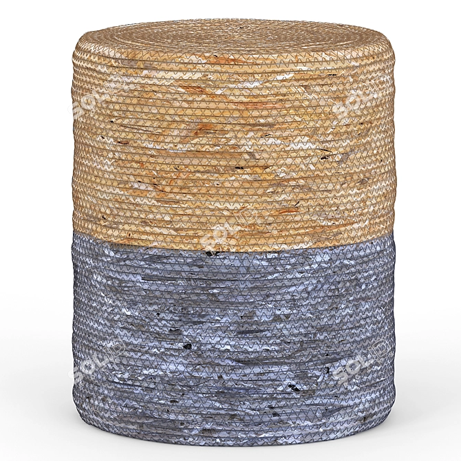 Barbara White/Blue and Natural Pouf 3D model image 2