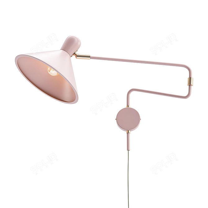 Ogilvy Swing Arm Wall Lamp: Pink Elegance! 3D model image 1
