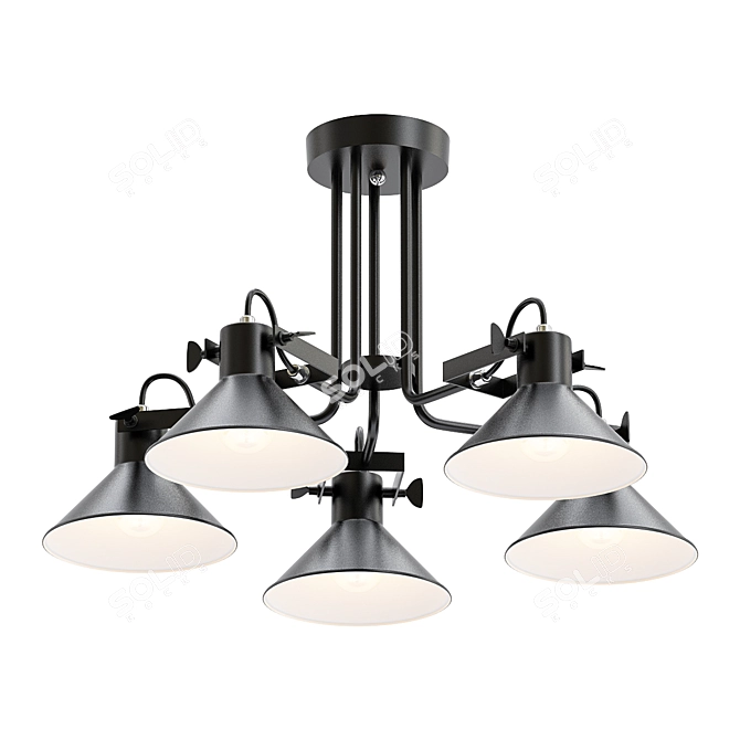 Rotating Light: Stylish Black Ceiling Lamp 3D model image 1