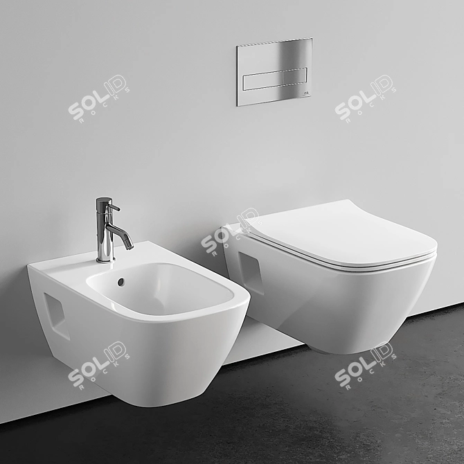 Modo Wall-Hung Toilet & Bidet 3D model image 1