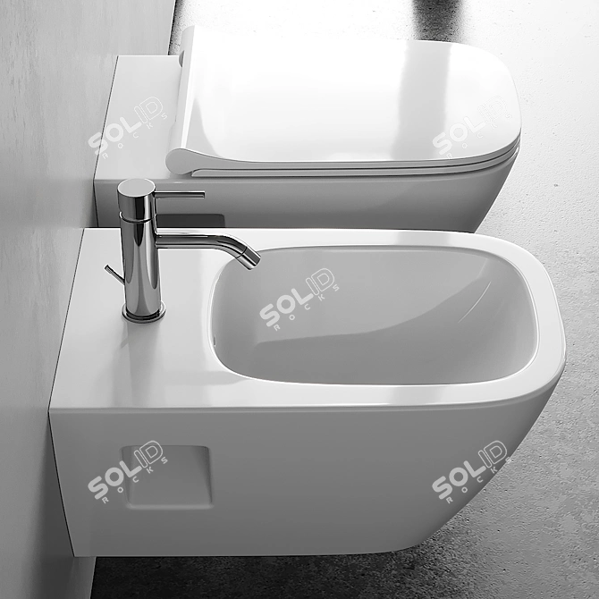 Modo Wall-Hung Toilet & Bidet 3D model image 2