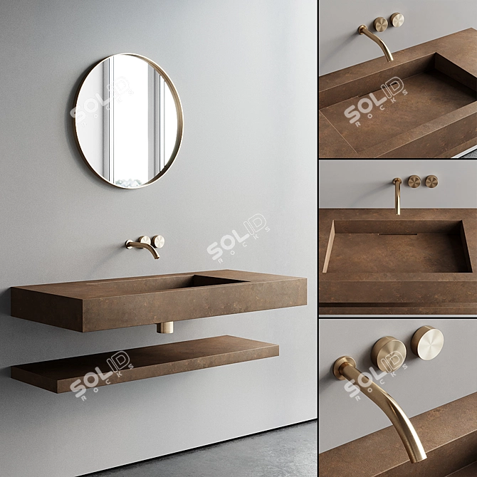 Italgraniti Groove Vanity Set 3D model image 1