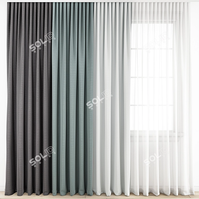 Modern Polygonal Curtain Design 3D model image 1