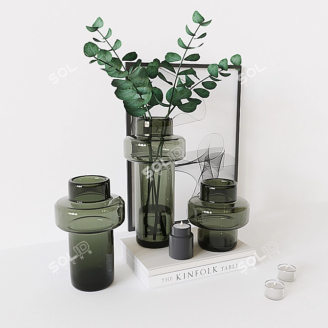 Elegant Glass Vase Set 3D model image 3