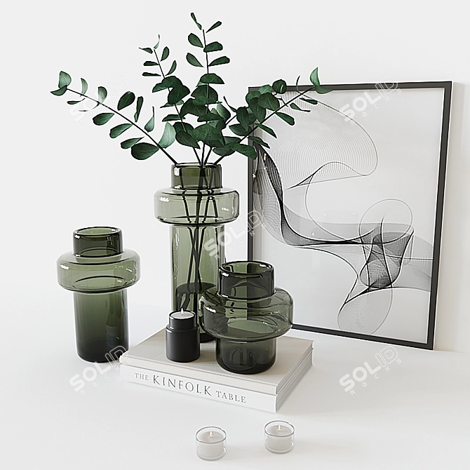 Elegant Glass Vase Set 3D model image 4
