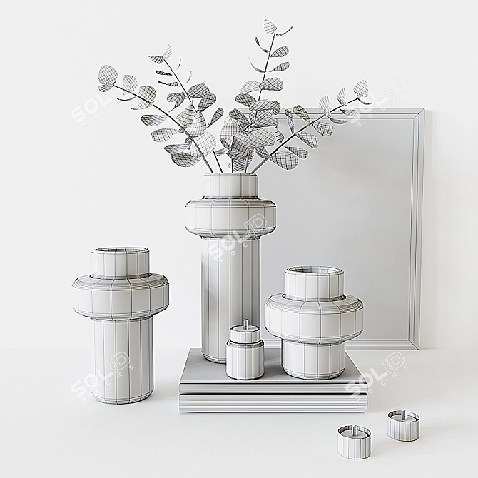 Elegant Glass Vase Set 3D model image 5