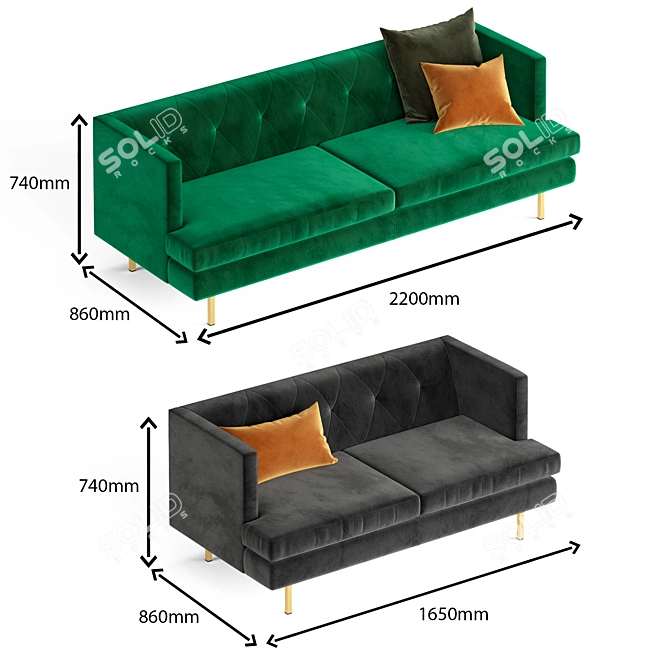 Modern and Stylish Avec Sofas 3D model image 4