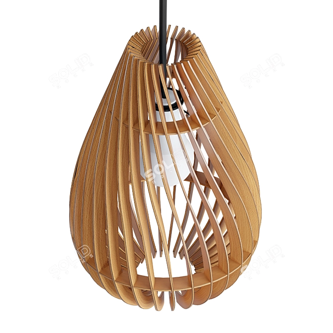 Modern Wooden Teardrop Pendant 3D model image 4