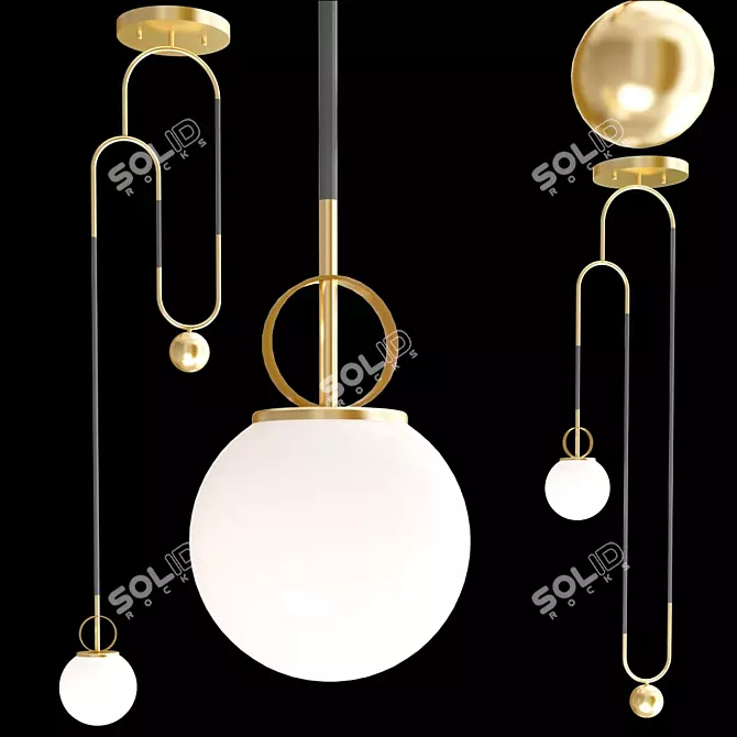 Art Deco Pendant Light: Cradle Brass 3D model image 1