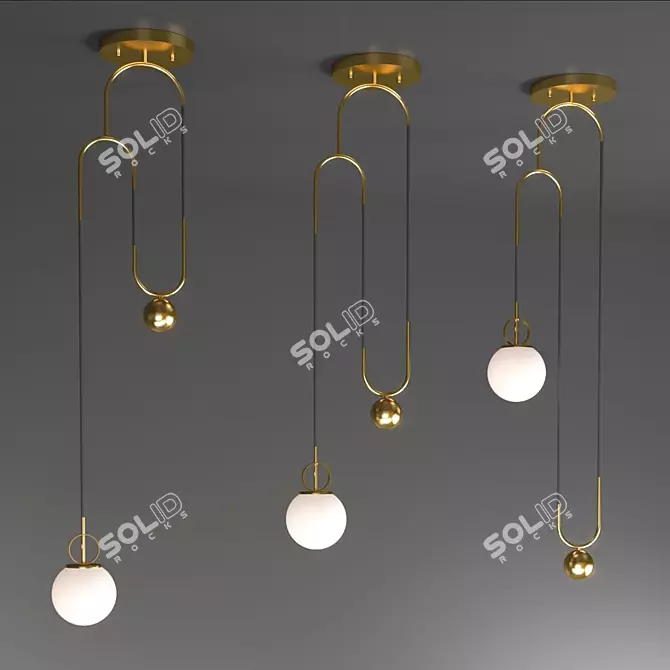 Art Deco Pendant Light: Cradle Brass 3D model image 2