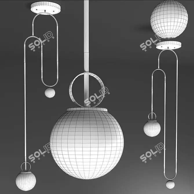 Art Deco Pendant Light: Cradle Brass 3D model image 5