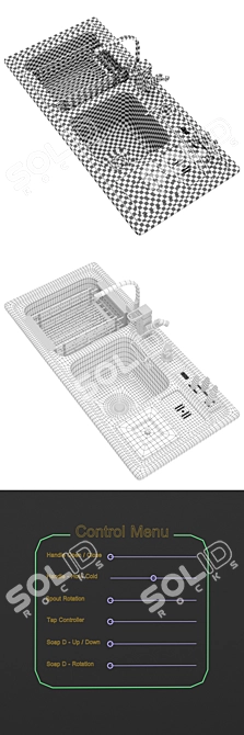 Dual Slot Kitchen Sink: Rigged and Render-Ready 3D model image 5