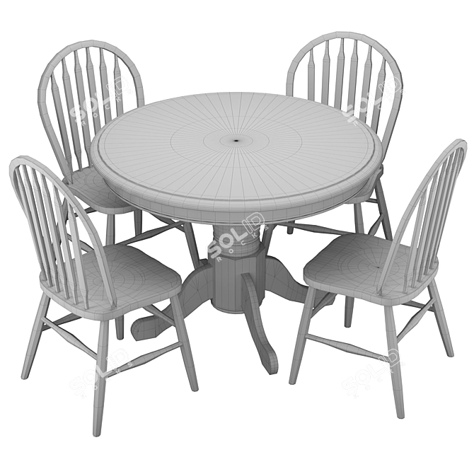 Modern Round Dining Table & Chairs Set 3D model image 6