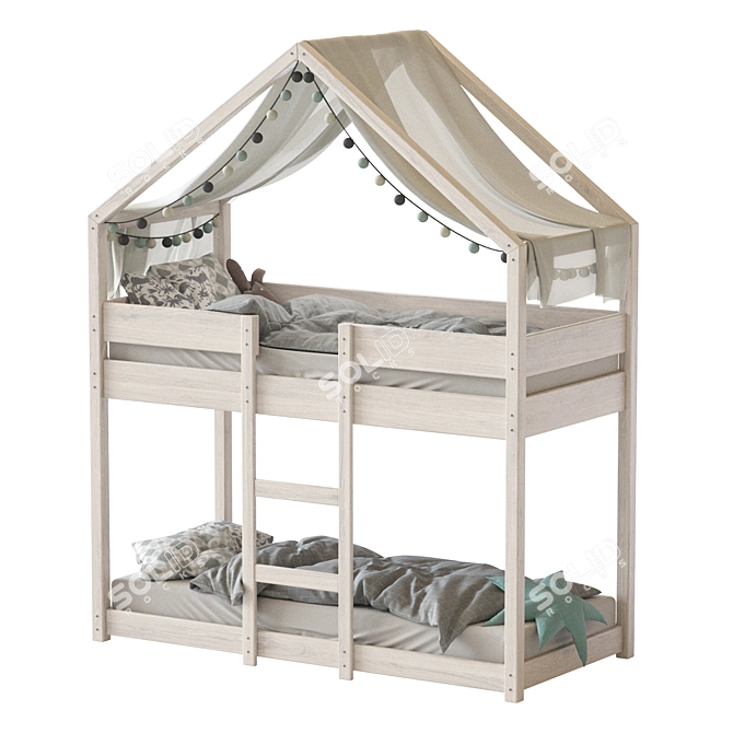 Sofie White Bunk Bed House 3D model image 1