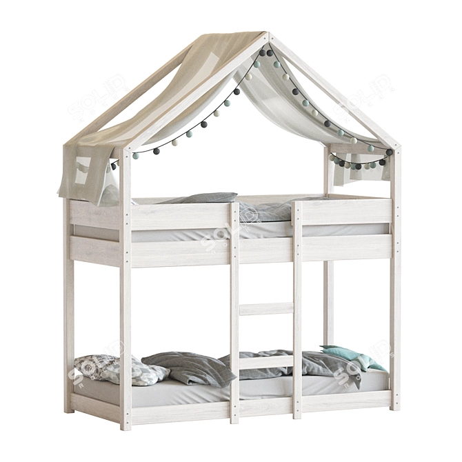 Sofie White Bunk Bed House 3D model image 2