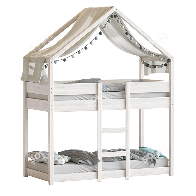 Sofie White Bunk Bed House 3D model image 4
