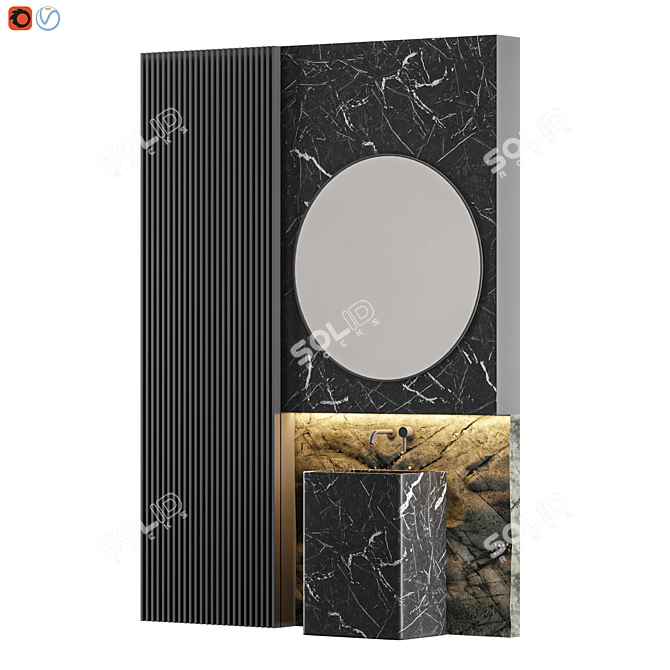 Elegant Black Marble Bathroom Set 3D model image 2