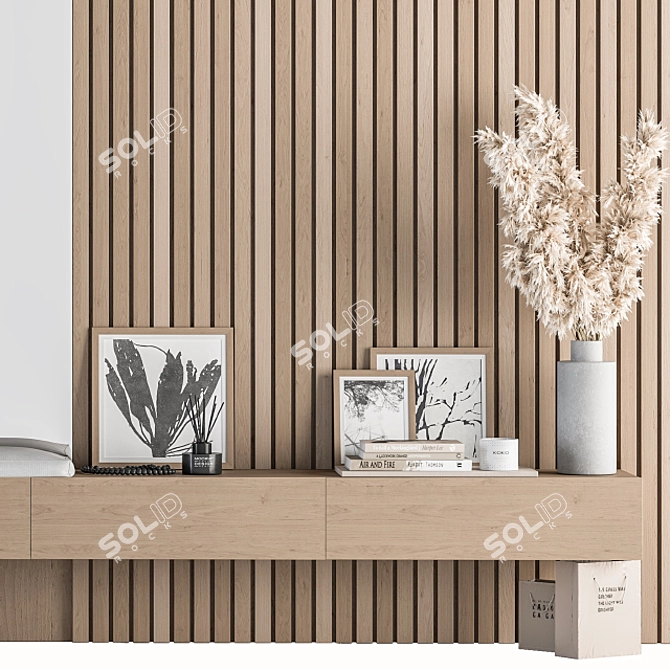 Modern Wood & White Hallway Set 3D model image 2