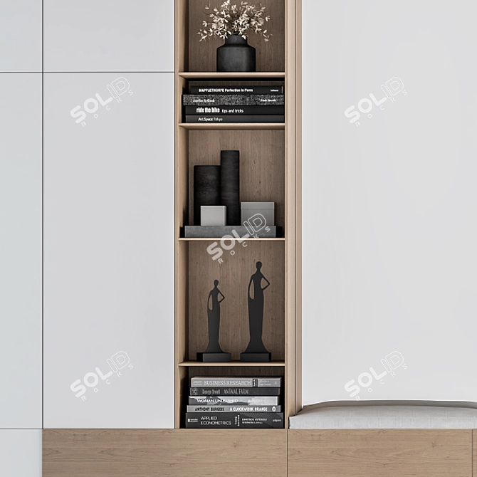 Modern Wood & White Hallway Set 3D model image 3