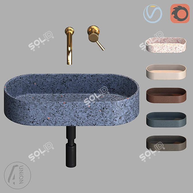 Terazzo Washbasin - Elegant and Durable 3D model image 1