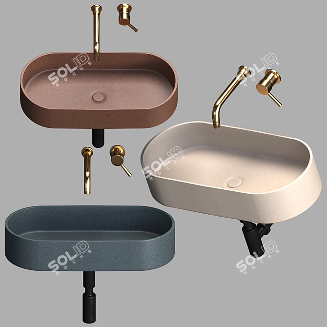 Terazzo Washbasin - Elegant and Durable 3D model image 2